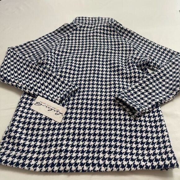 NWT Lulu B Blue White Houndstooth Pullover Sweater Size XS New - Picture 7 of 8